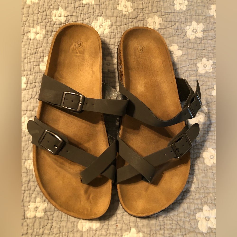 Womens Birkenstock-style Sandals Slides Flats Sz 9